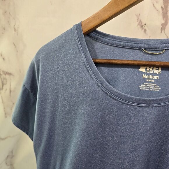 REI Co Op Shirt Womens Medium Blue Tech Short Sleeve Active Hiking Light - Picture 2 of 8